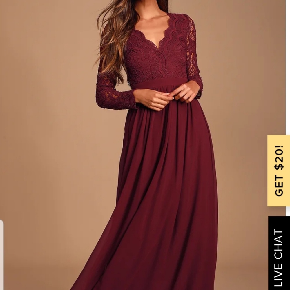 Maroon floor length chiffon dress